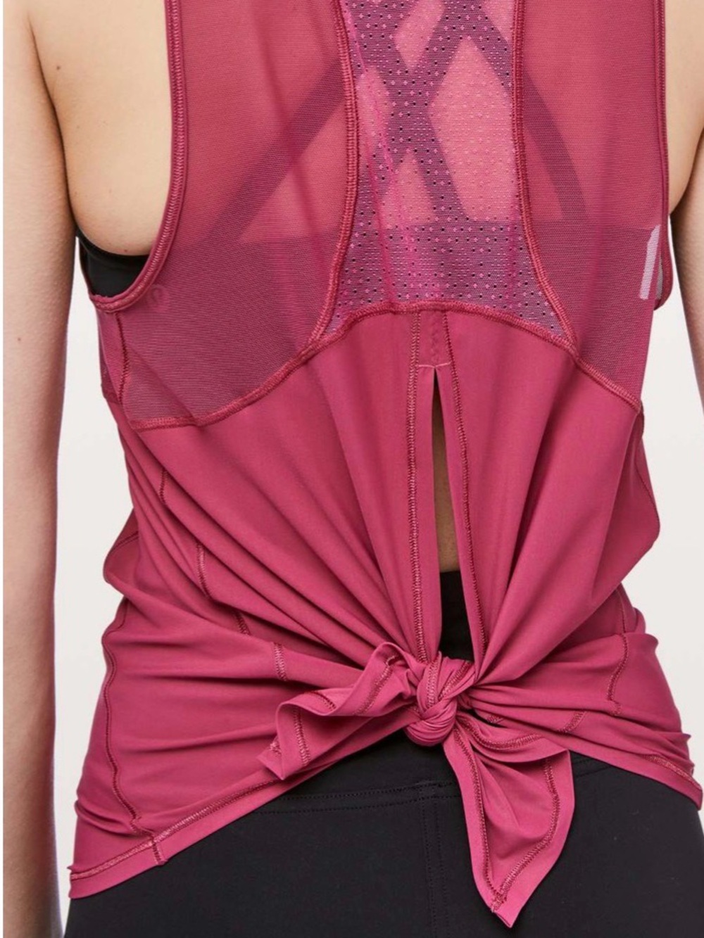 Lululemon Sculpt Tank Tie Back Violet Red Mesh Training Tank Size 10